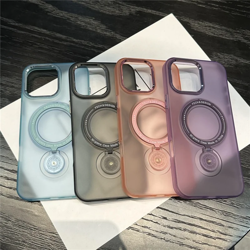 For iPhone 16 Pro Max Magnetic Case Kickstand TPU + PC Phone Back Cover - Pink