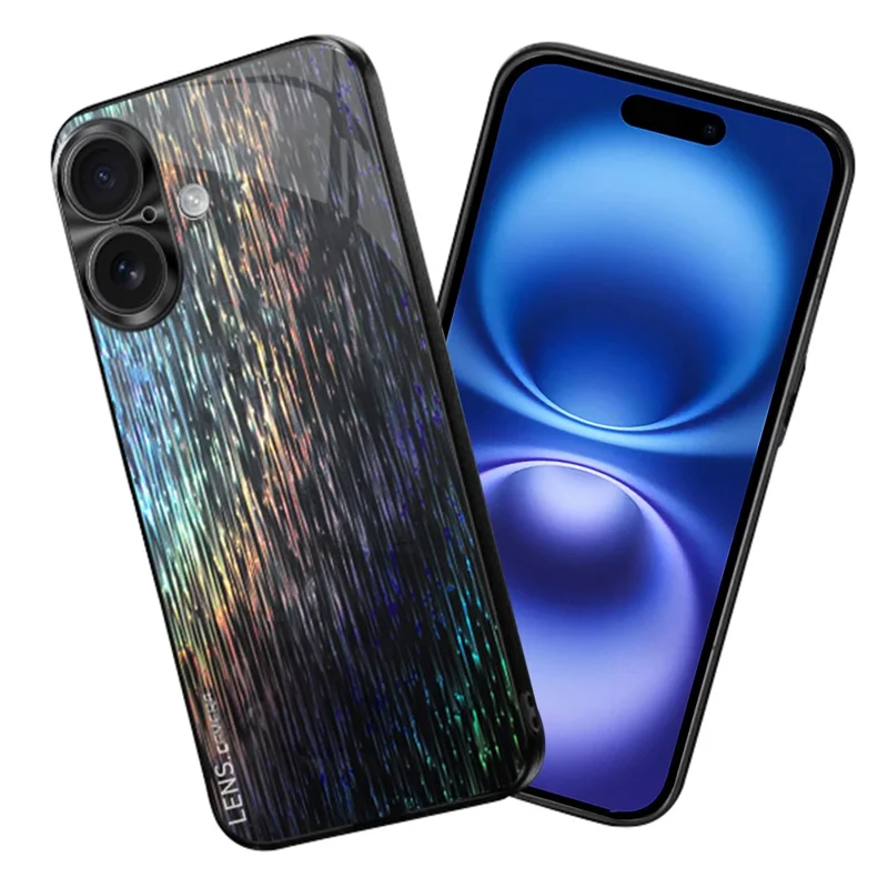 For iPhone 16 Plus Cover Dazzling Color Style Shockproof Phone Case - Black