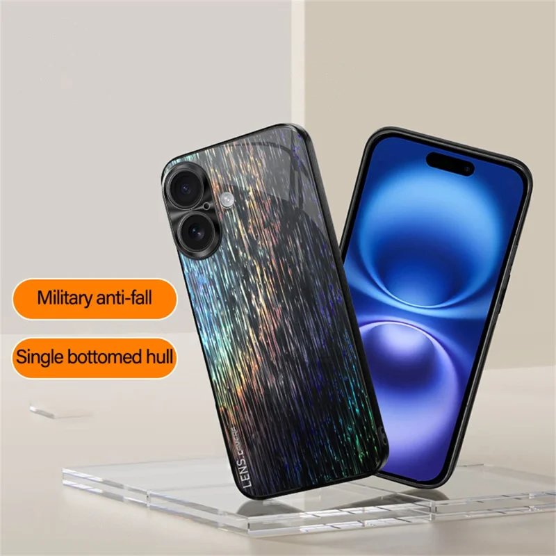 For iPhone 16 Plus Cover Dazzling Color Style Shockproof Phone Case - Black