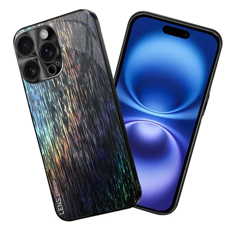 For iPhone 16 Pro Back Cover Dazzling Color Style Shockproof Phone Case - Black