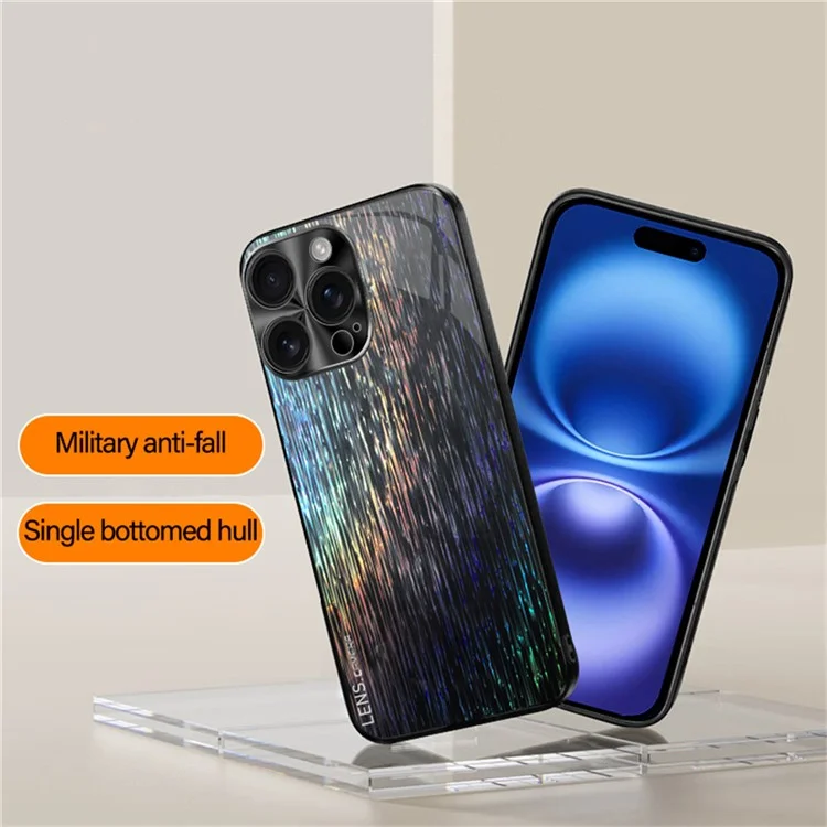 For iPhone 16 Pro Back Cover Dazzling Color Style Shockproof Phone Case - Black
