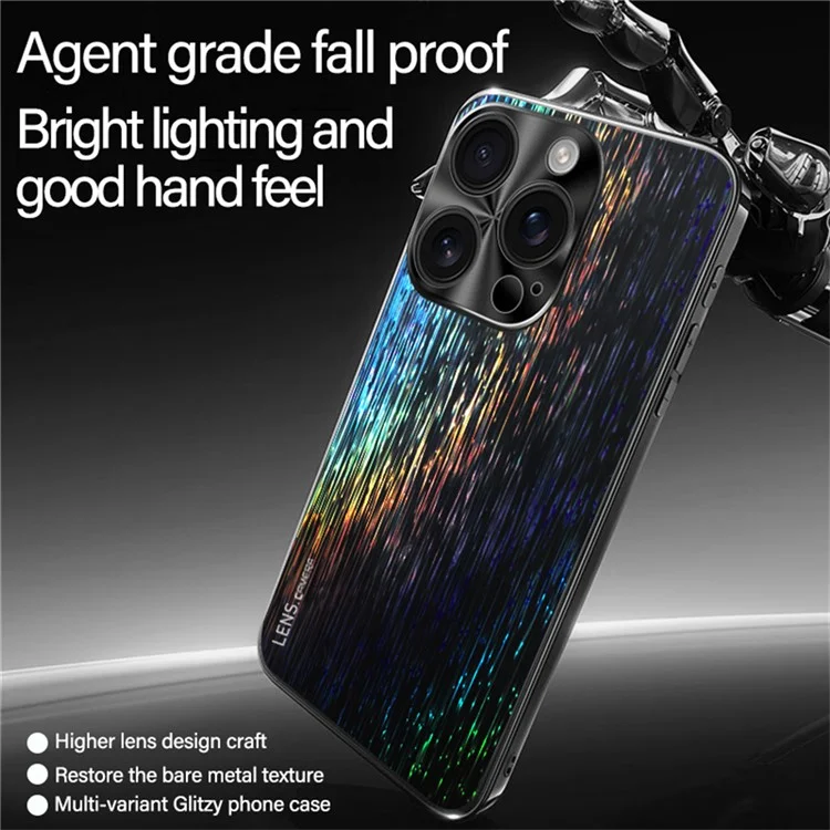 For iPhone 16 Pro Back Cover Dazzling Color Style Shockproof Phone Case - Black