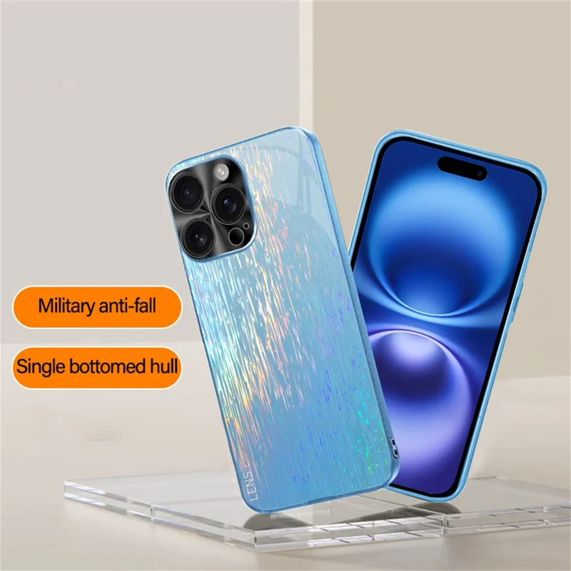 For iPhone 16 Pro Max Cover Dazzling Color Style Shockproof Phone Case - Sky Blue