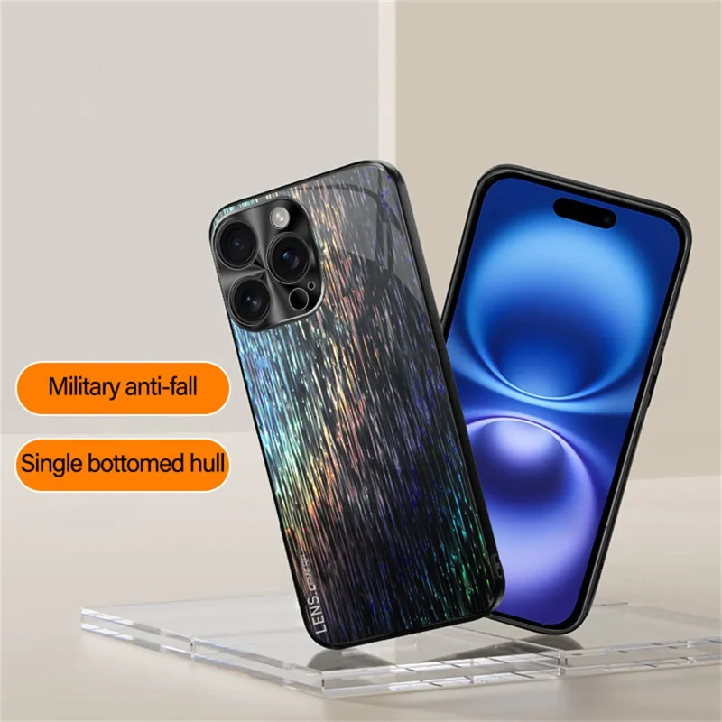 For iPhone 16 Pro Max Cover Dazzling Color Style Shockproof Phone Case - Black