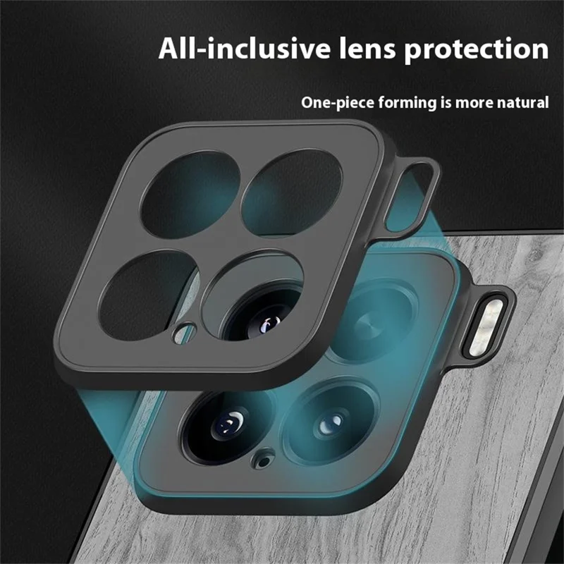 For Xiaomi 15 Case Wood Texture Leather Coated TPU Phone Protective Cover - Blue