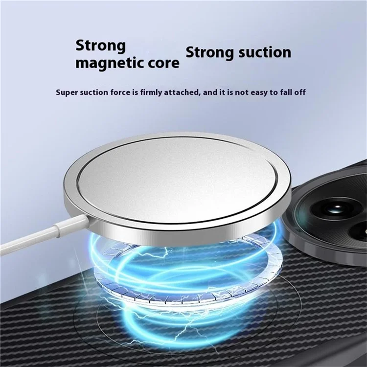 For OnePlus 13 Case Compatible with MagSafe Carbon Fiber PU+PC+Silicone Protective Cover - Black