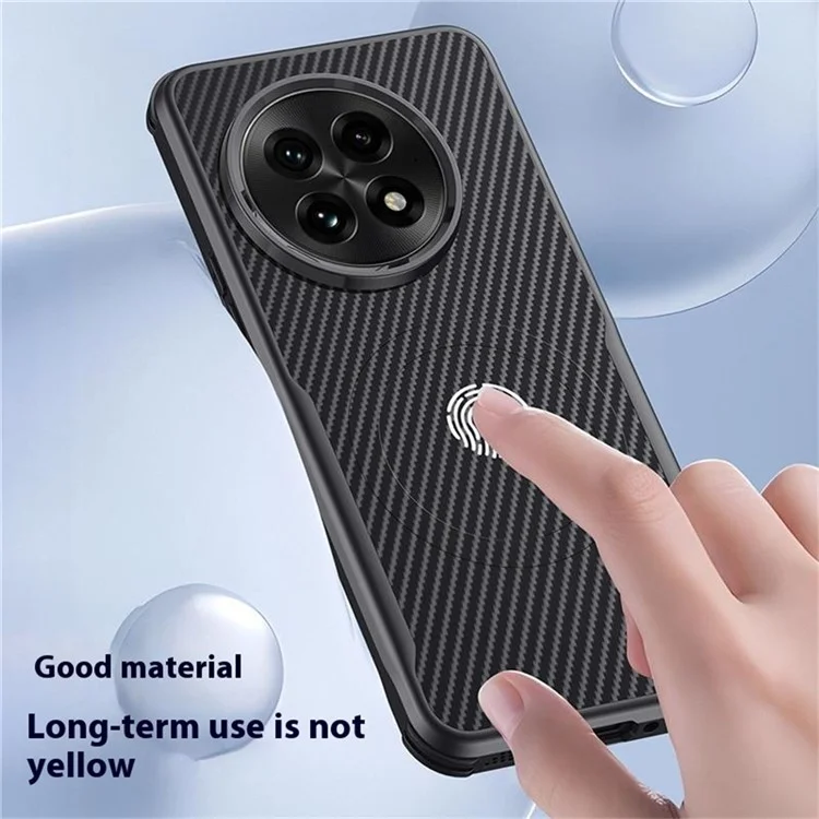 For OnePlus 13 Case Compatible with MagSafe Carbon Fiber PU+PC+Silicone Protective Cover - Black