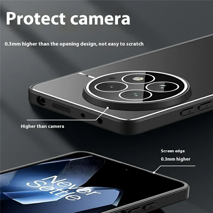 For OnePlus 13 Case PC+TPU Matte Back Phone Cover with Lens Film - Blue