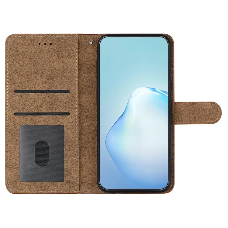 Capa flip de couro retrô com linhas impressas para OnePlus 13 - Marrom