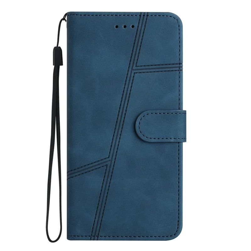 For Samsung Galaxy S25 Ultra Case Flip Leather Retro Phone Cover Lines Imprinted - Blue