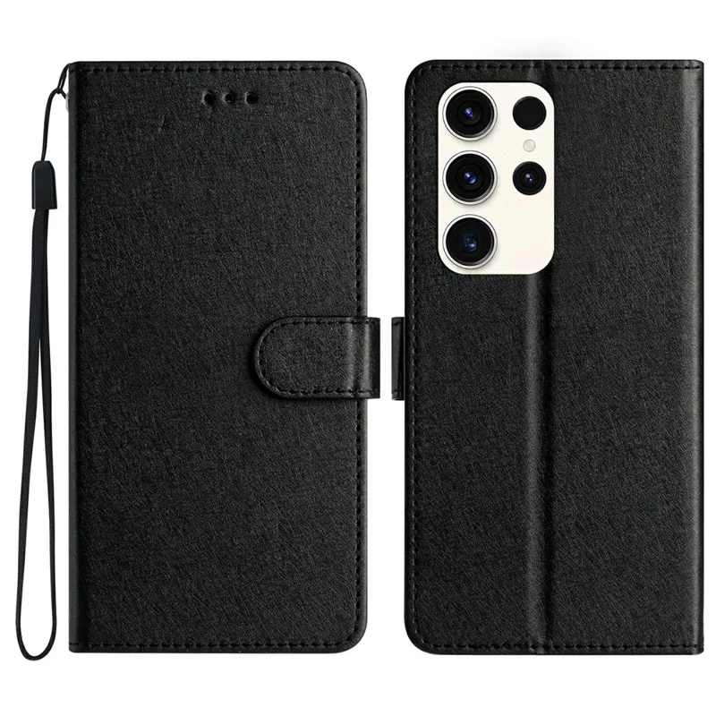 For Samsung Galaxy S25 Ultra Wallet Case Leather Folio Phone Cover Magnetic Clasp - Black