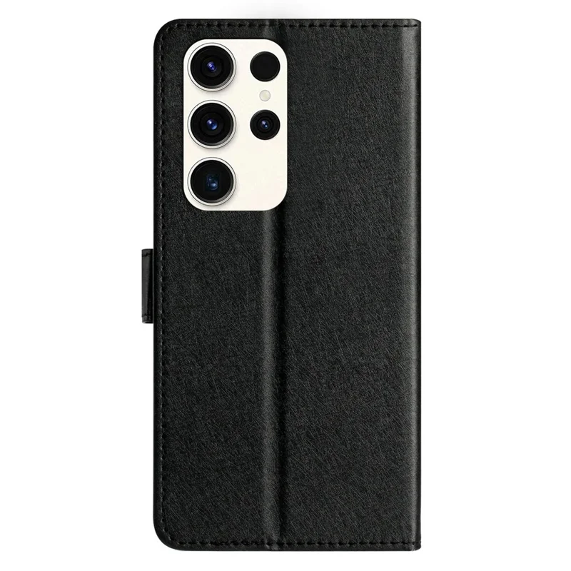 For Samsung Galaxy S25 Ultra Wallet Case Leather Folio Phone Cover Magnetic Clasp - Black