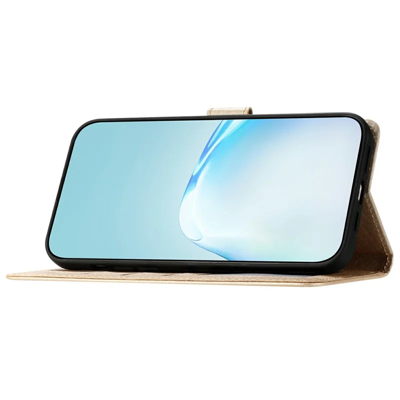 For Motorola Moto G55 5G Wallet Case Leather Folio Phone Cover Magnetic Clasp - Gold