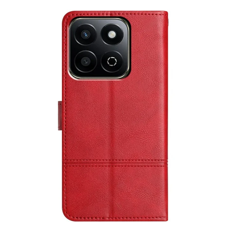 For Honor 200 Smart 5G  /  X7c 4G Case Line Imprinted PU Leather Wallet Phone Cover - Red