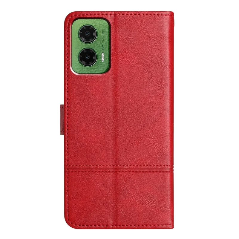 For Motorola Moto G35 5G Case Line Imprinted PU Leather Wallet Phone Cover - Red