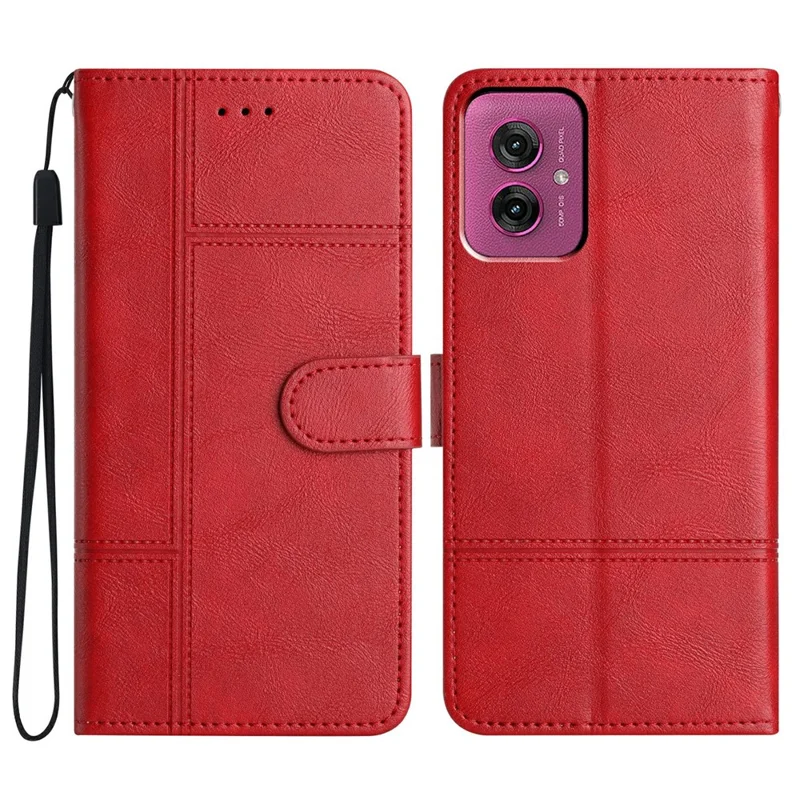For Motorola Moto G55 5G Case Line Imprinted PU Leather Wallet Phone Cover - Red