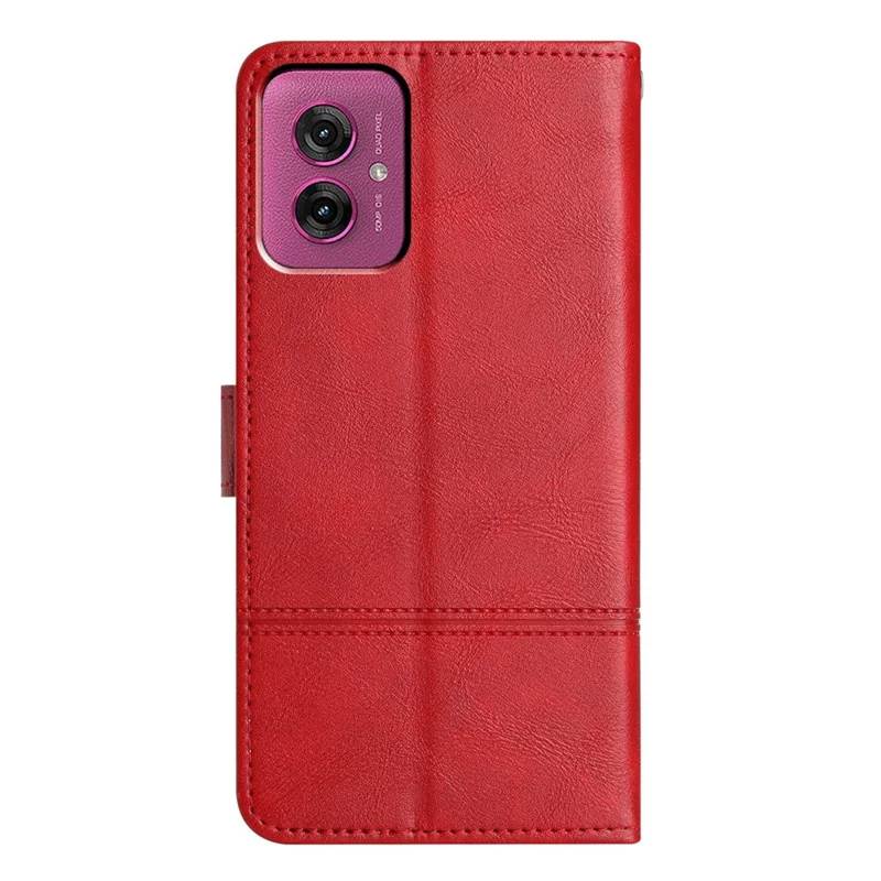 For Motorola Moto G55 5G Case Line Imprinted PU Leather Wallet Phone Cover - Red