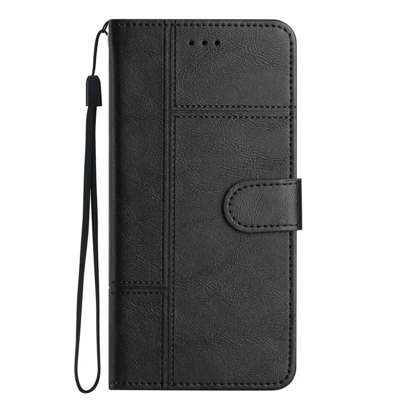 For Motorola Moto G55 5G Case Line Imprinted PU Leather Wallet Phone Cover - Black