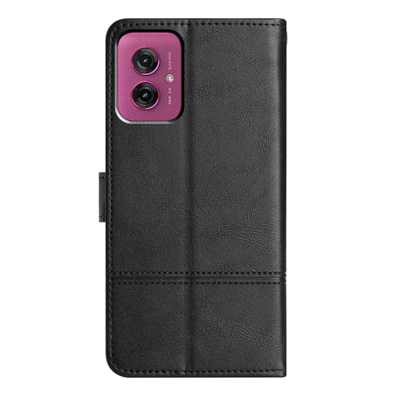 For Motorola Moto G55 5G Case Line Imprinted PU Leather Wallet Phone Cover - Black