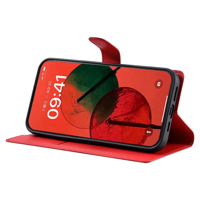 For Samsung Galaxy S25 Case Dots Imprinted PU Leather Flip Phone Cover with Card Slot, Strap - Red