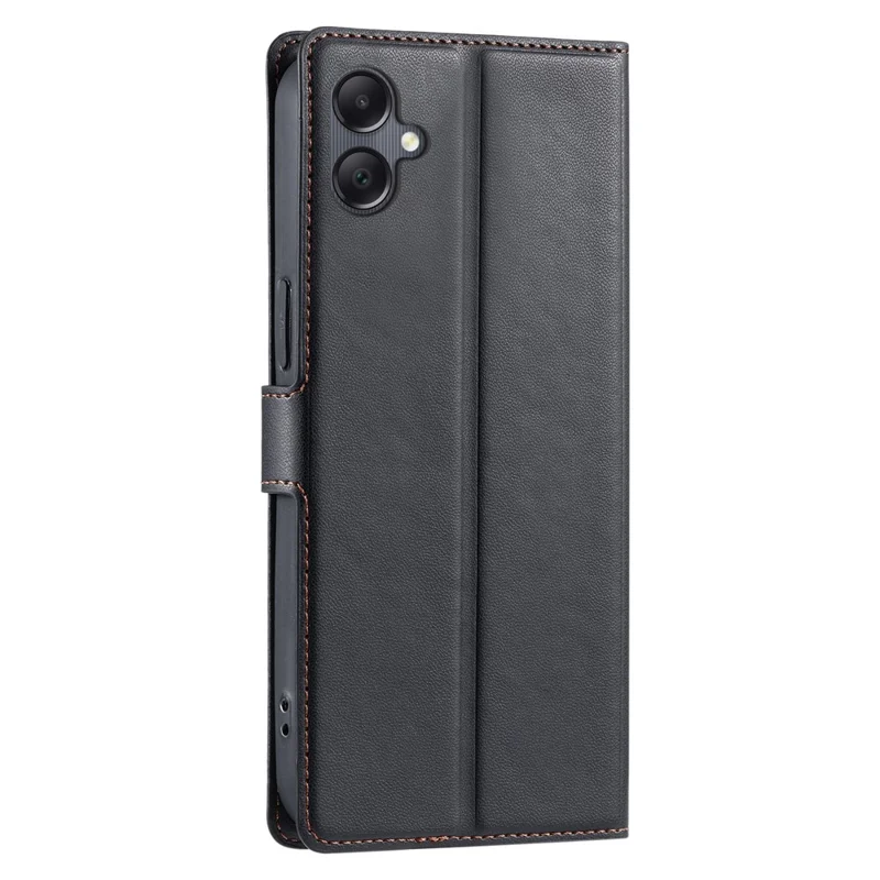 Custodia per Samsung Galaxy A06 in pelle sintetica con stampa a pois, cover flip con slot per schede e cinturino - Nero