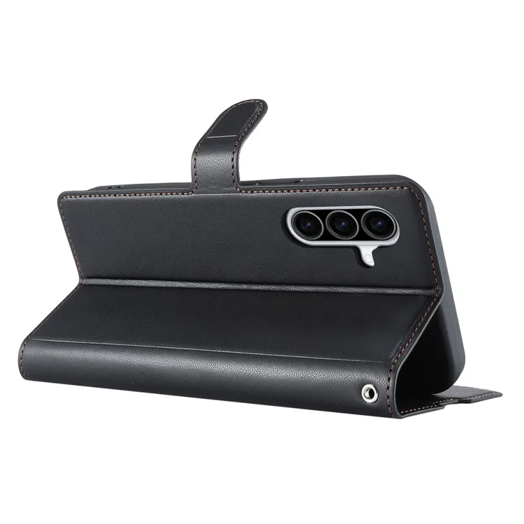 For Samsung Galaxy A36 5G Case Dots Imprinted PU Leather Flip Phone Cover with Card Slot, Strap - Black