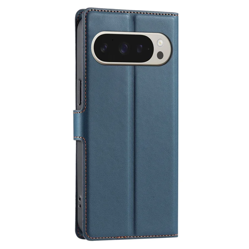 For Google Pixel 9 Pro XL Case Dots Imprinted PU Leather Flip Phone Cover with Card Slot, Strap - Blue