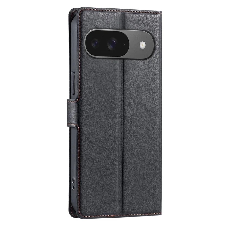 For Google Pixel 9 Pro / Pixel 9 Case Dots Imprinted PU Leather Flip Phone Cover with Card Slot, Strap - Black