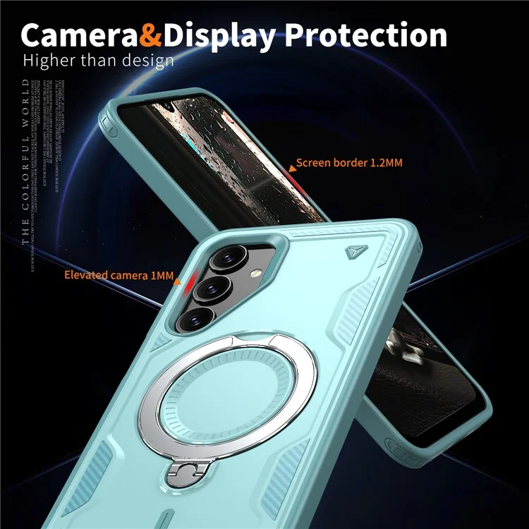 For Samsung Galaxy A16 4G / 5G Case Compatible with MagSafe Military Protection PC+TPU Kickstand Phone Cover - Baby Blue