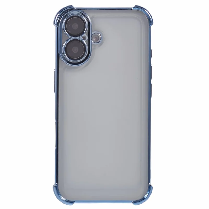 For iPhone 16 Case Reinforced Corners Glitter TPU Clear Back Cover - Blue