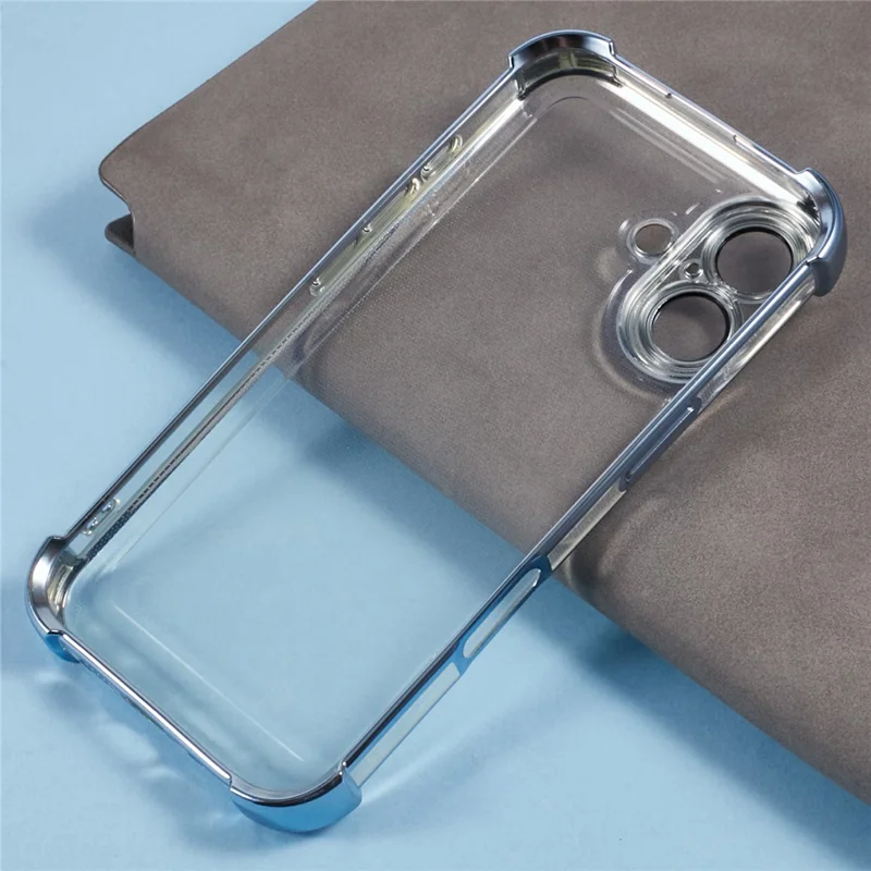 For iPhone 16 Case Reinforced Corners Glitter TPU Clear Back Cover - Blue