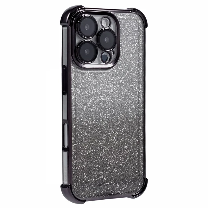 For iPhone 16 Pro Case Glitter TPU Phone Cover Reinforced Corners - Sort