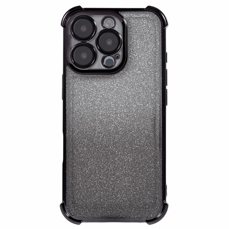 For iPhone 16 Pro Case Glitter TPU Phone Cover Reinforced Corners - Sort