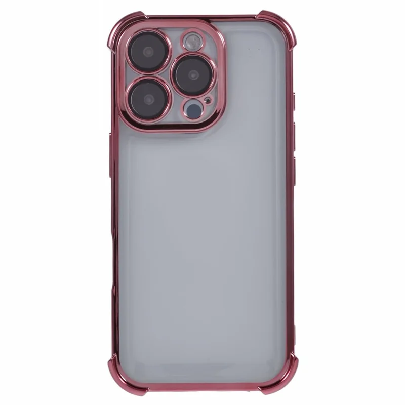 For iPhone 16 Pro Case Reinforced Corners TPU Clear Back Cover - Pink