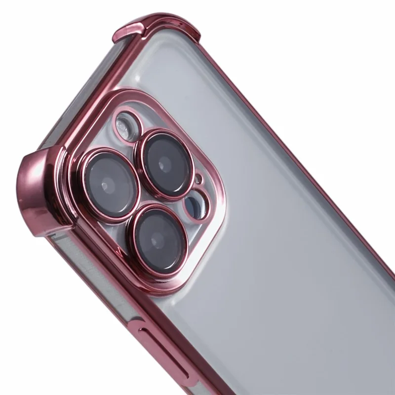 For iPhone 16 Pro Case Reinforced Corners TPU Clear Back Cover - Pink