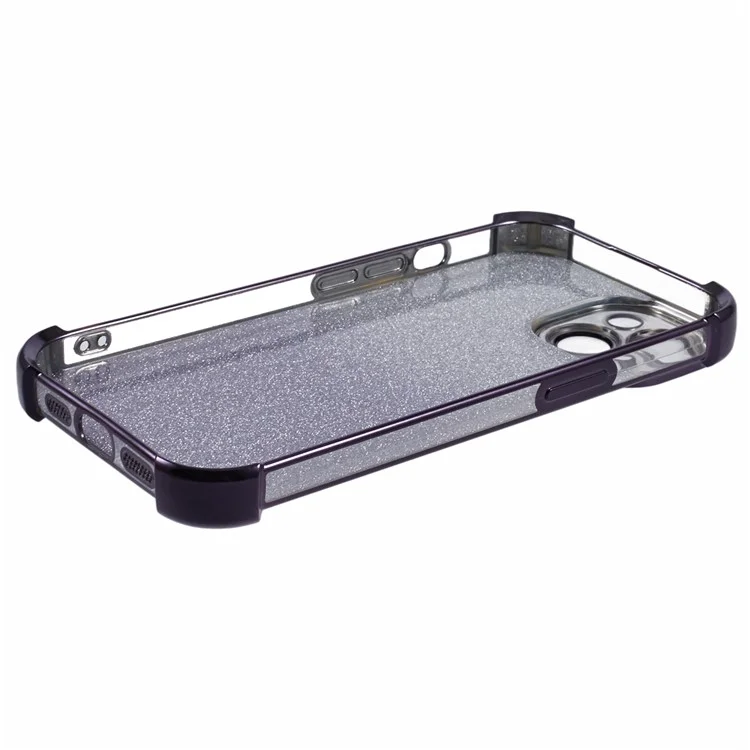 Funda para iPhone 15 con soporte de mariposa, brillo TPU y protección contra golpes - Púrpura