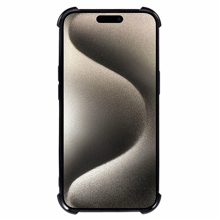 For iPhone 15 Case Glitter TPU Phone Cover Reinforced Corners - Black