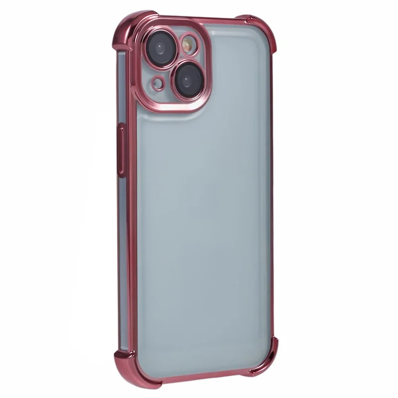 For iPhone 15 Case Reinforced Corners TPU Clear Back Cover - Pink