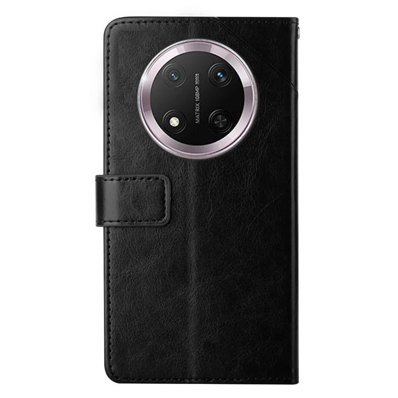 HT01 For Honor Magic7 Lite 5G / X9c 5G / X60 Pro 5G Case Y-Shaped Lines Imprint Leather Phone Cover - Black