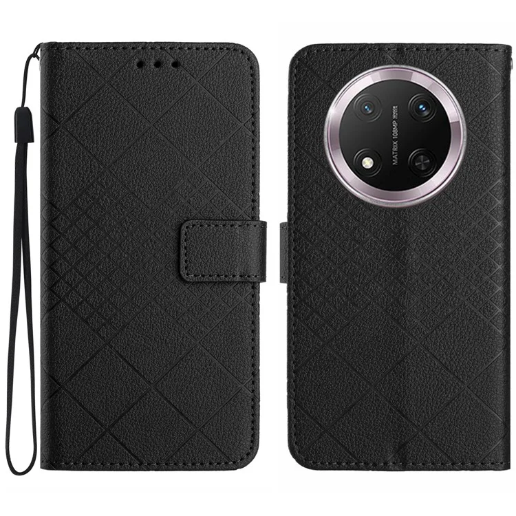 For Honor X9c 5G Portafoglio Custodia per telefono Impronta in pelle PU Flip Folio Cover - Nero