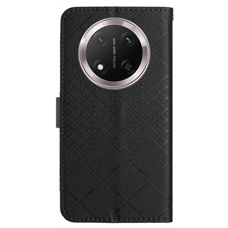 For Honor X9c 5G Portafoglio Custodia per telefono Impronta in pelle PU Flip Folio Cover - Nero