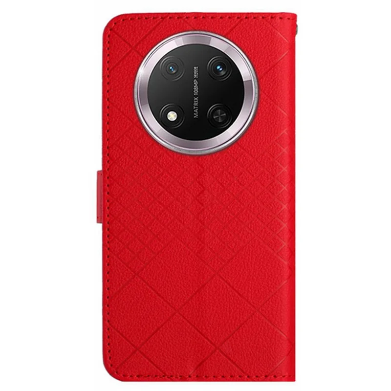 For Honor Magic7 Lite 5G / X9c 5G / X60 Pro 5G Wallet Phone Case Imprint PU Leather Flip Folio Cover - Red
