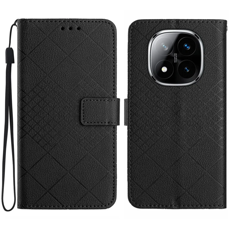 HT06 voor Xiaomi Redmi Note 14 Pro+ 5G / 14 Pro 5G / Poco X7 5G Wallet telefoonhoesje met afbeelding PU-leer Flip Folio Cover - Zwart