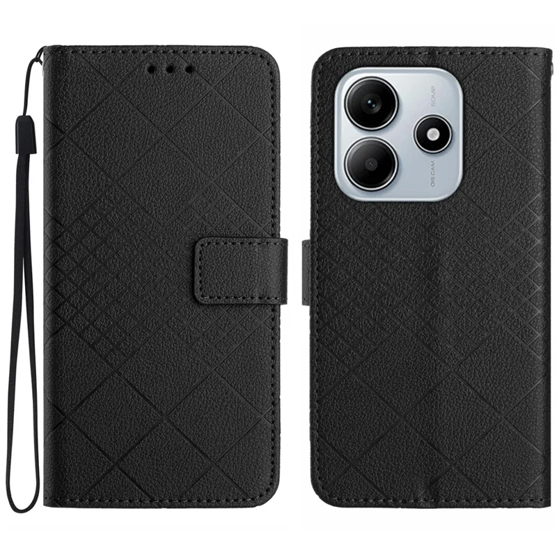 HT06 Voor Xiaomi Redmi Note 14 5G Portefeuille Telefoonhoesje met Afbeelding PU Leer Flip Folio Cover - Zwart