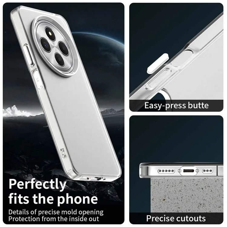 Phone Case for Xiaomi Poco C75 4G / Redmi 14C 4G / 14R 5G / A3 Pro 4G / A4 5G PC+TPU+PET Matte Back Cover - White