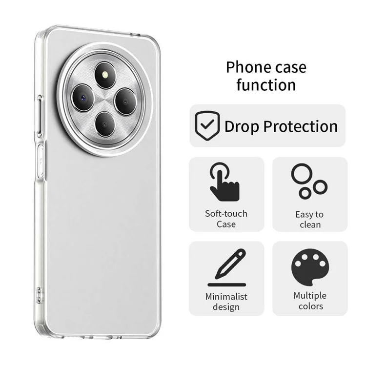 Phone Case for Xiaomi Poco C75 4G / Redmi 14C 4G / 14R 5G / A3 Pro 4G / A4 5G PC+TPU+PET Matte Back Cover - White