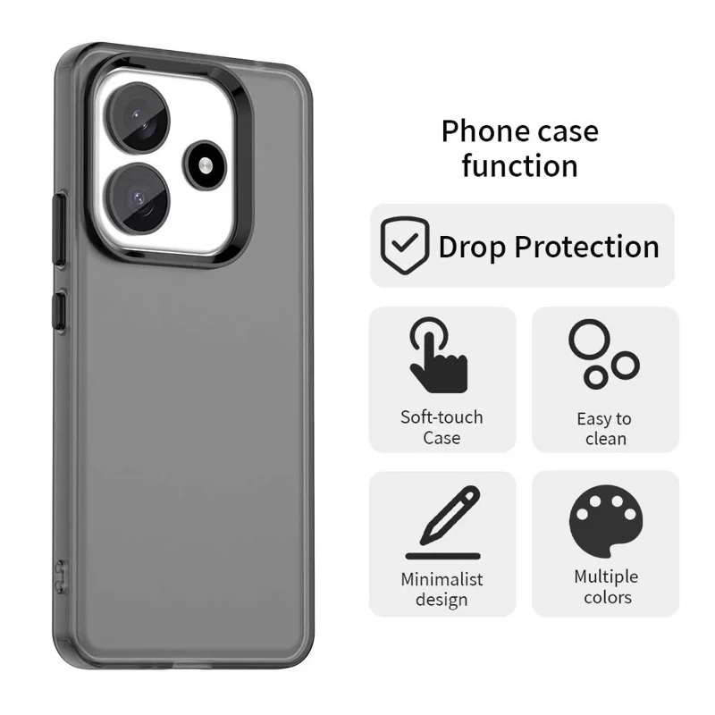 For Xiaomi Redmi Note 14 5G Case PC+TPU+PET Matte Anti-Drop Phone Back Cover - Black