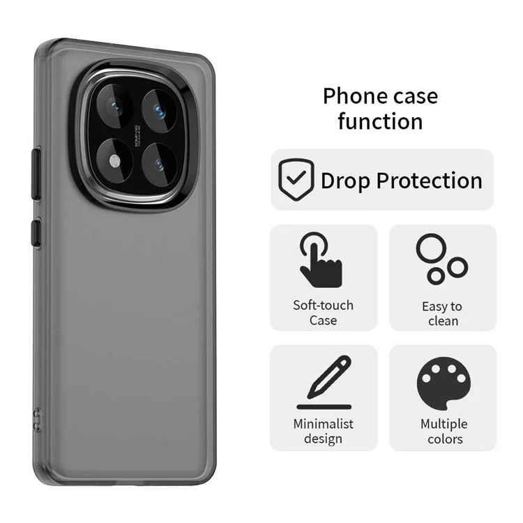 Für Xiaomi Redmi Note 14 Pro 5G Hülle PC+TPU+PET matter stoßfester Handyrückendeckel - Schwarz