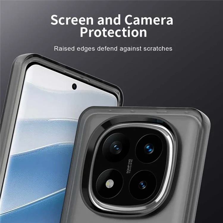 Für Xiaomi Redmi Note 14 Pro 5G Hülle PC+TPU+PET matter stoßfester Handyrückendeckel - Schwarz