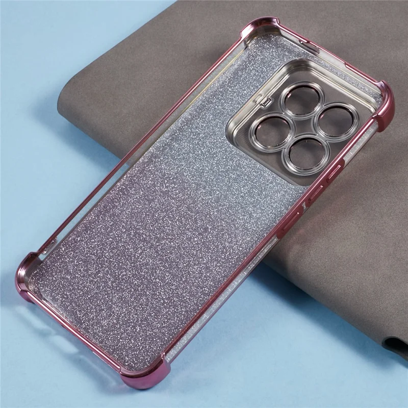 For Xiaomi 14 Pro Case Glitter TPU Phone Cover Reinforced Corners - Pink